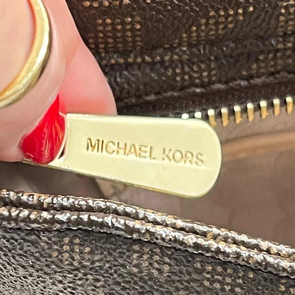 Michael Kors Dark Brown Monogram Shoulder Bag - Picture 6 of 13